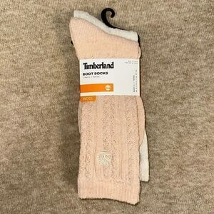 Timberland Ivory Pink W6.5-9.5 Super Soft Wool Blend Knit Boot Socks Pack of 2